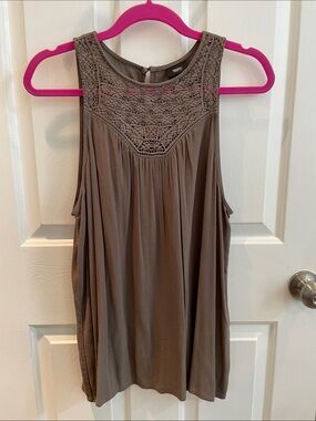 Mossimo Supply Co. Crochet Yoke Sleeveless Blouse in Olive